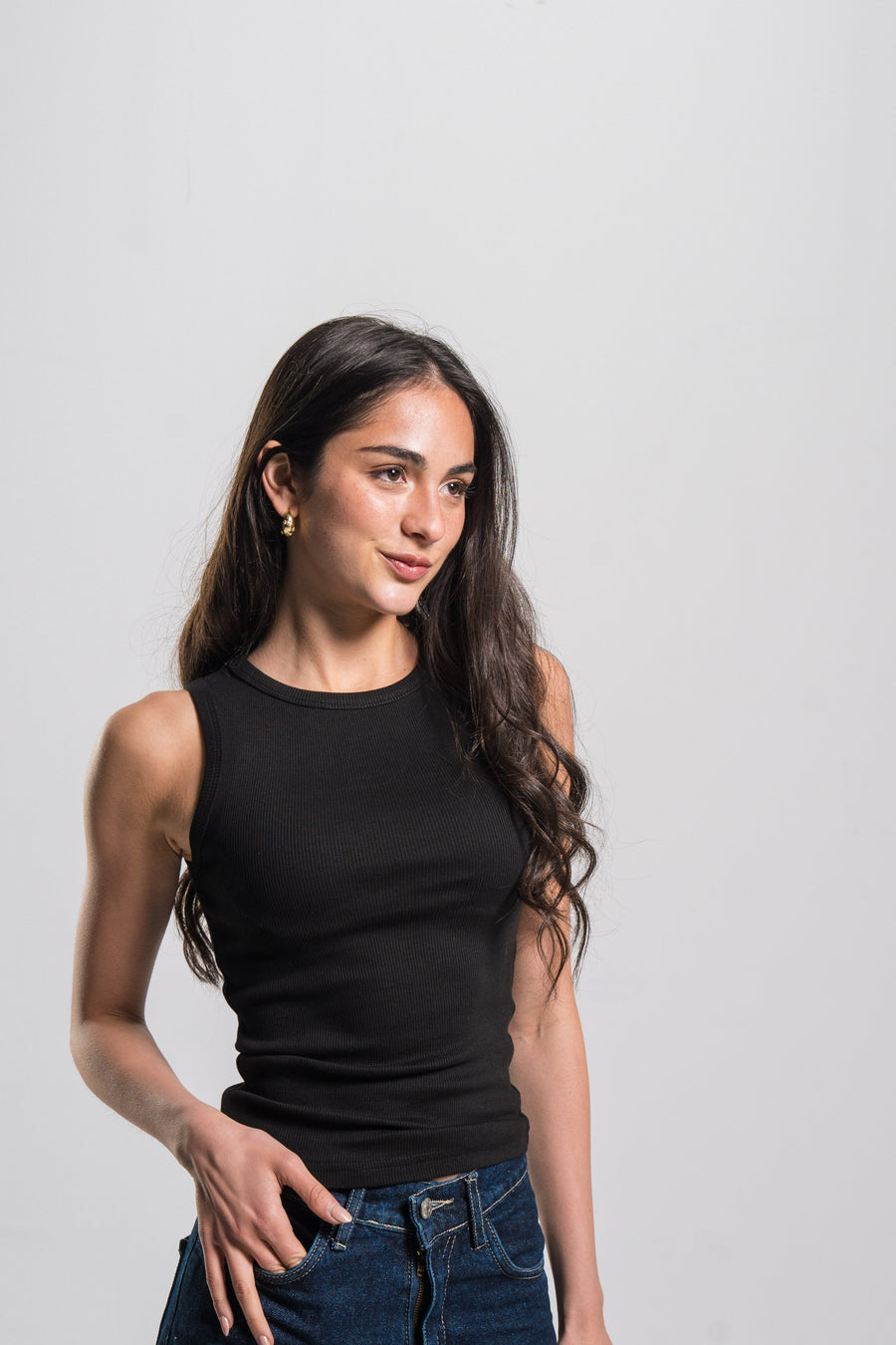 Crewneck Ribbed Tank Top