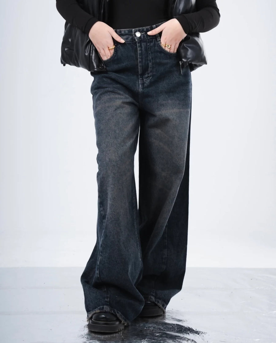 Dark Copper Wash Blue Baggy Pratique Jeans