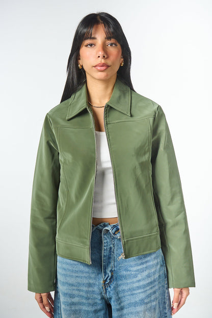 Gloss Soft Zip-Up Leather Jacket