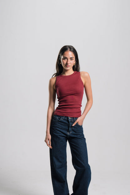 Crewneck Ribbed Tank Top