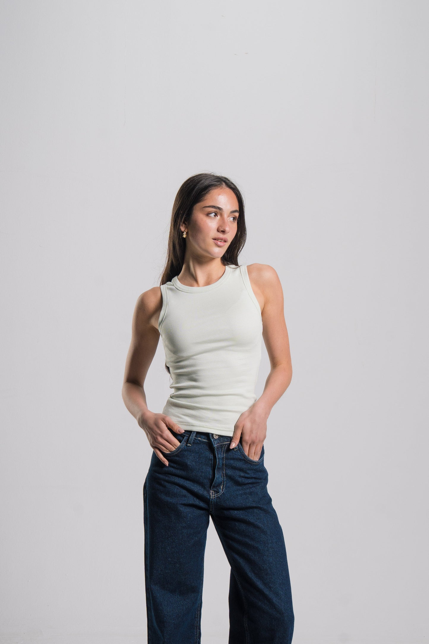 Crewneck Ribbed Tank Top