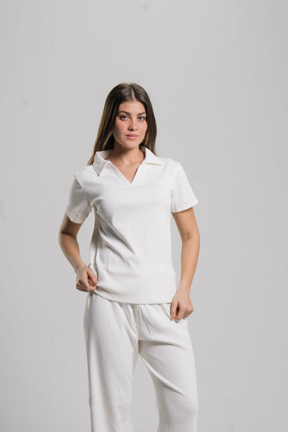 Polo Ribbed Top
