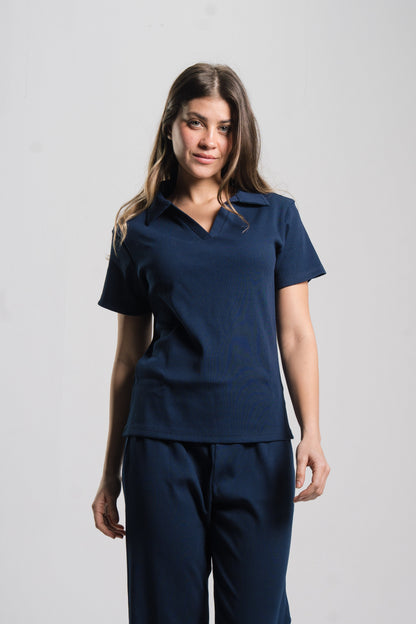 Polo Ribbed Top