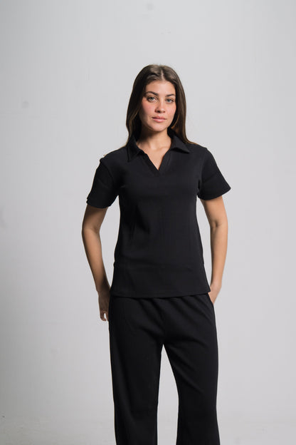 Polo Ribbed Top