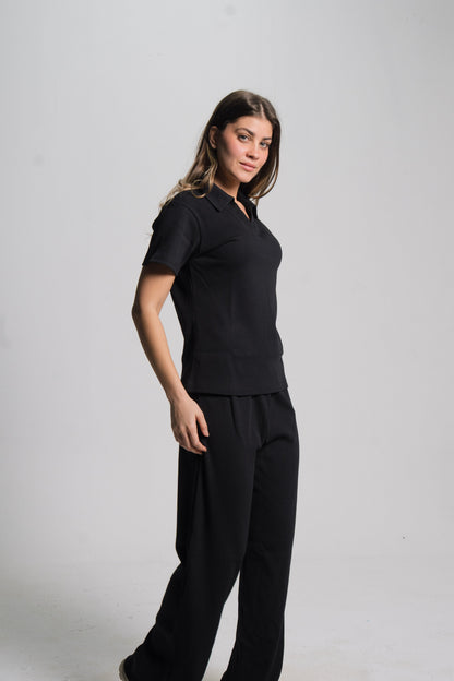 Polo Ribbed Top