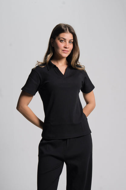 Polo Ribbed Top