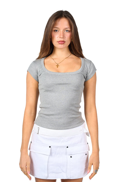 Square Neck Short Sleeve Top