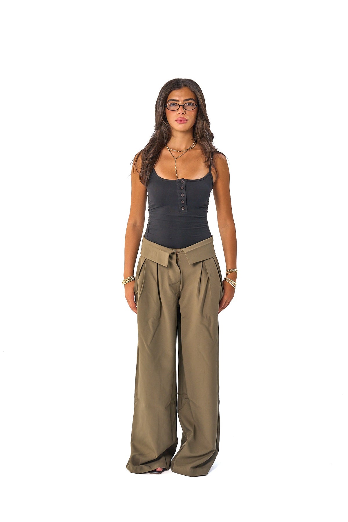 Folded Waist Classic Pants