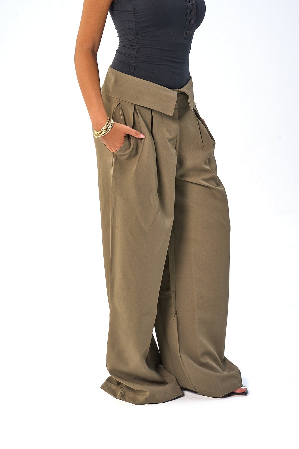 Folded Waist Classic Pants