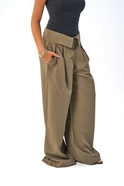 Folded Waist Classic Pants
