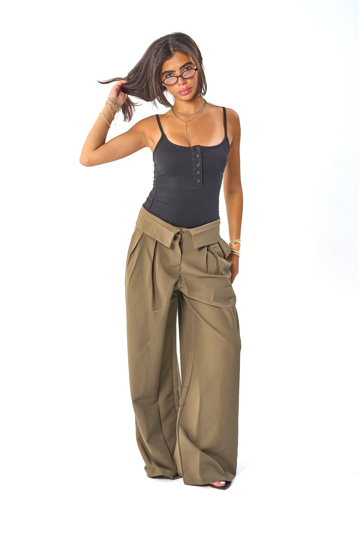 Folded Waist Classic Pants