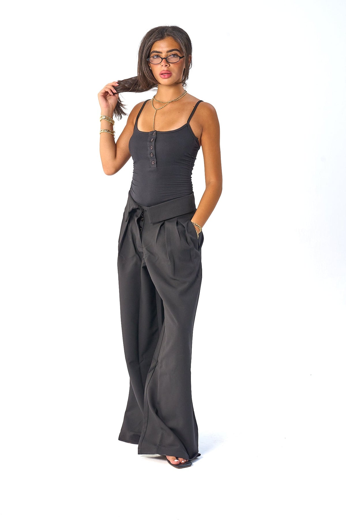 Folded Waist Classic Pants