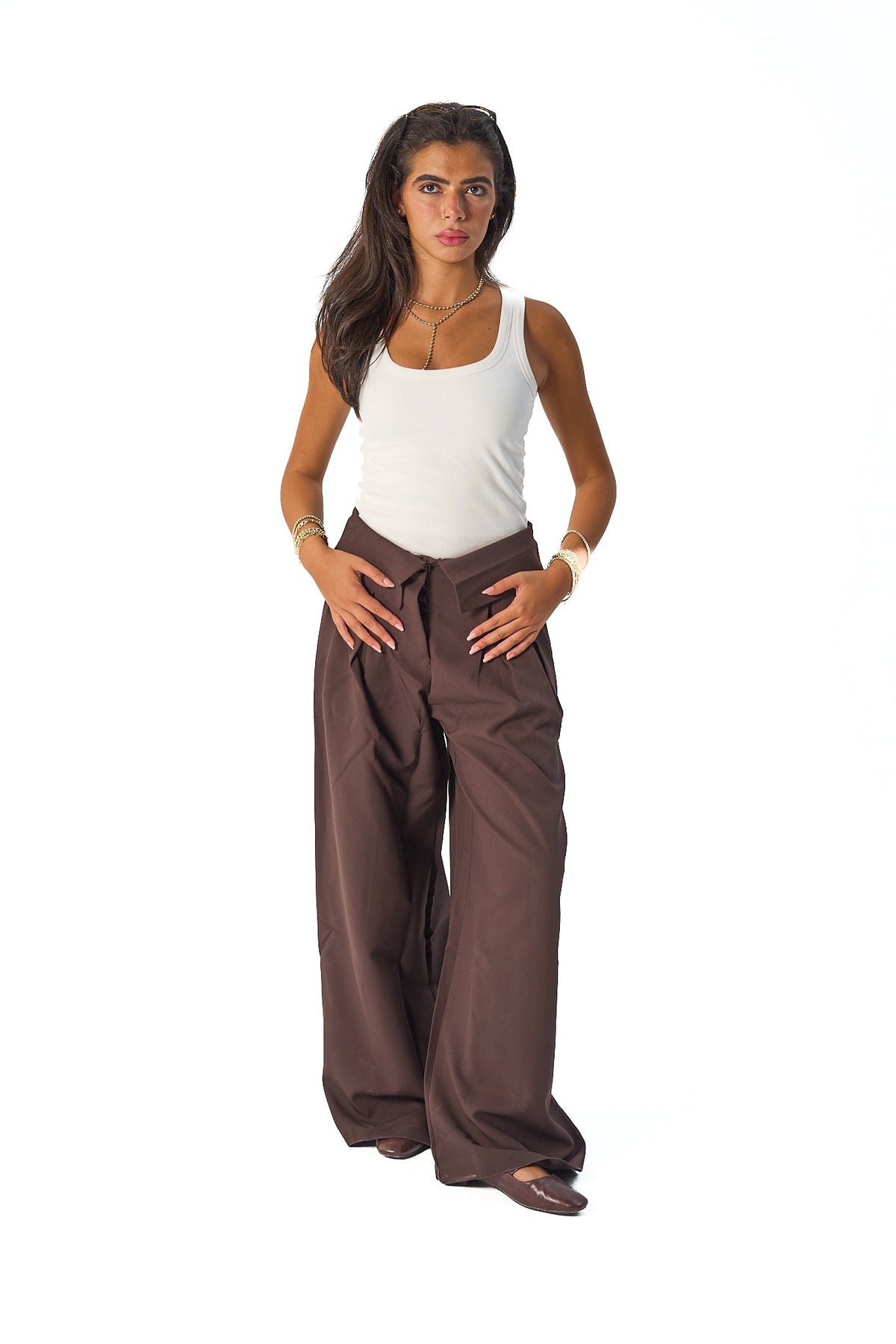 Folded Waist Classic Pants