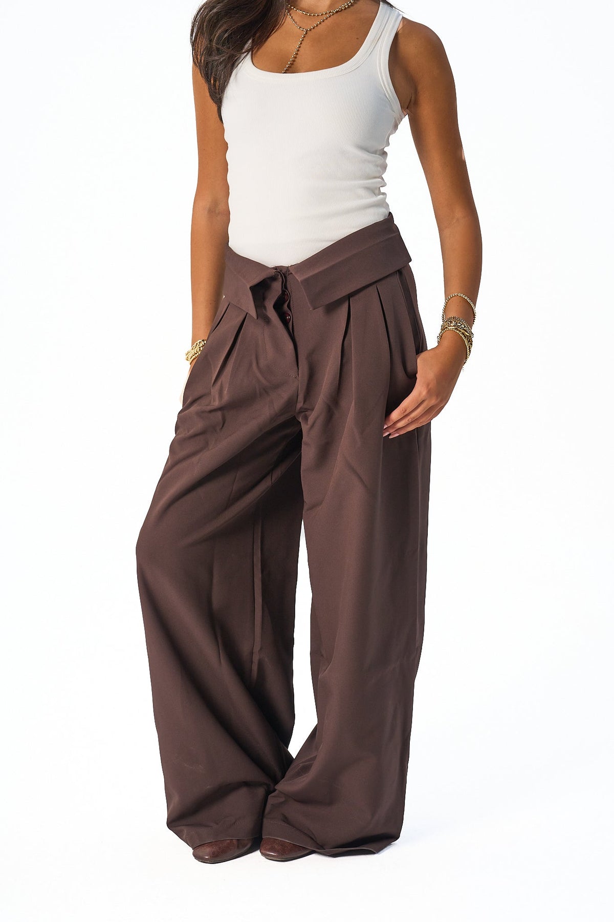 Folded Waist Classic Pants