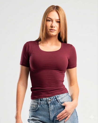 Basic Stretch Cotton T-Shirt