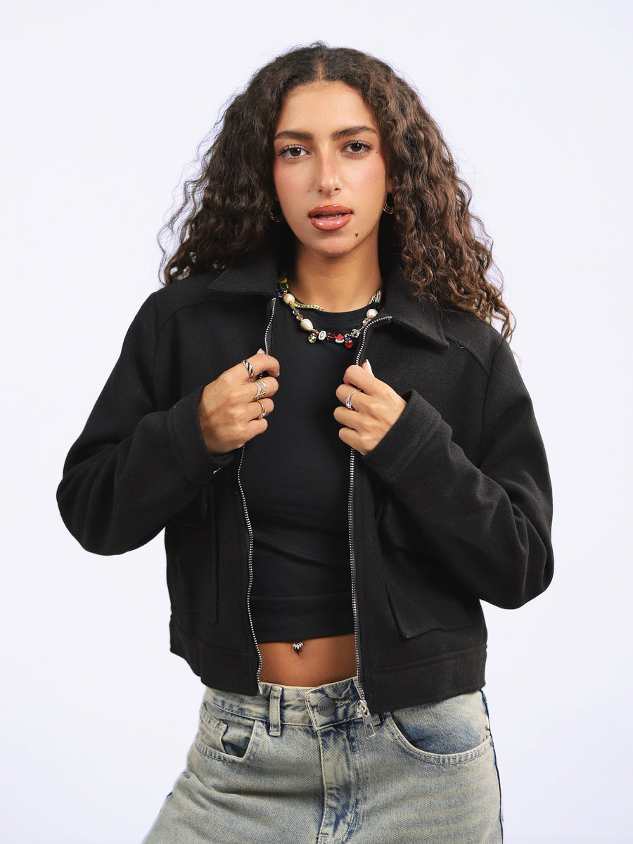 Pocketed Broadcloth Jacket