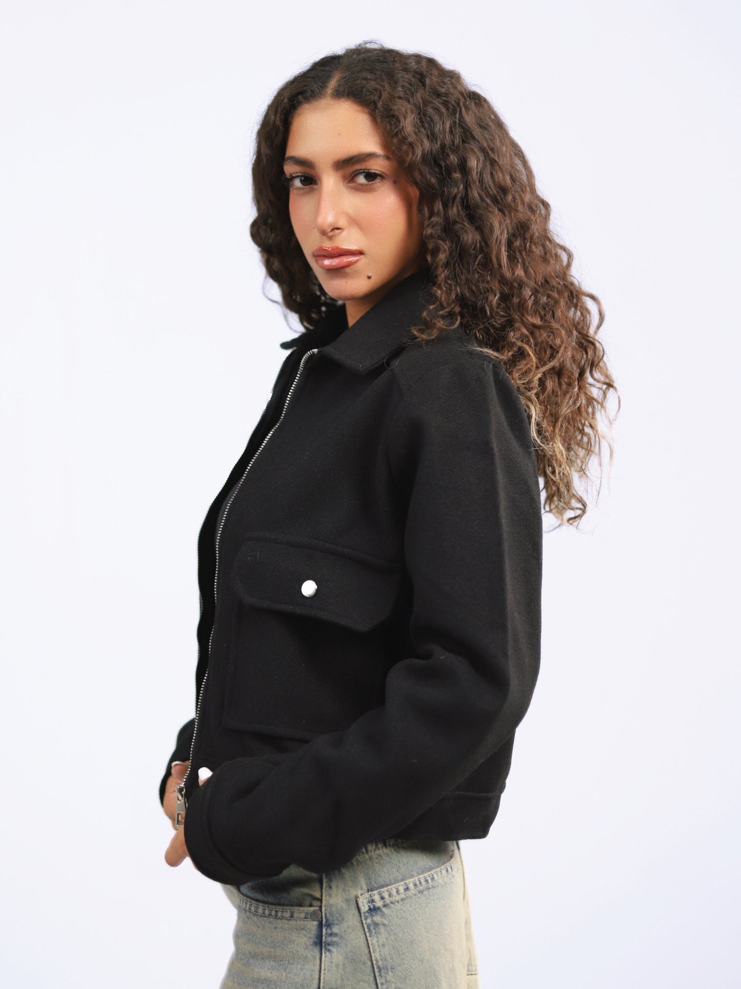 Pocketed Broadcloth Jacket
