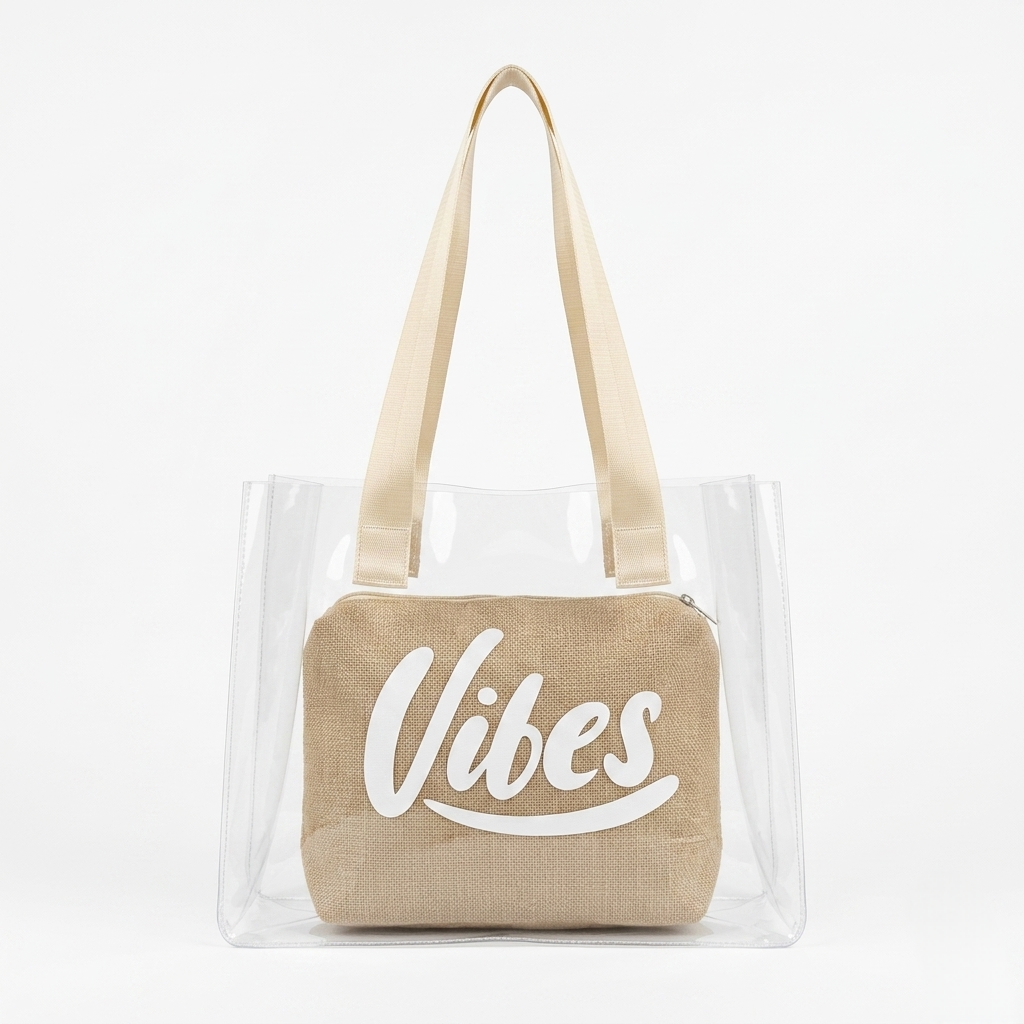 The Jute Vibe Clear Tote