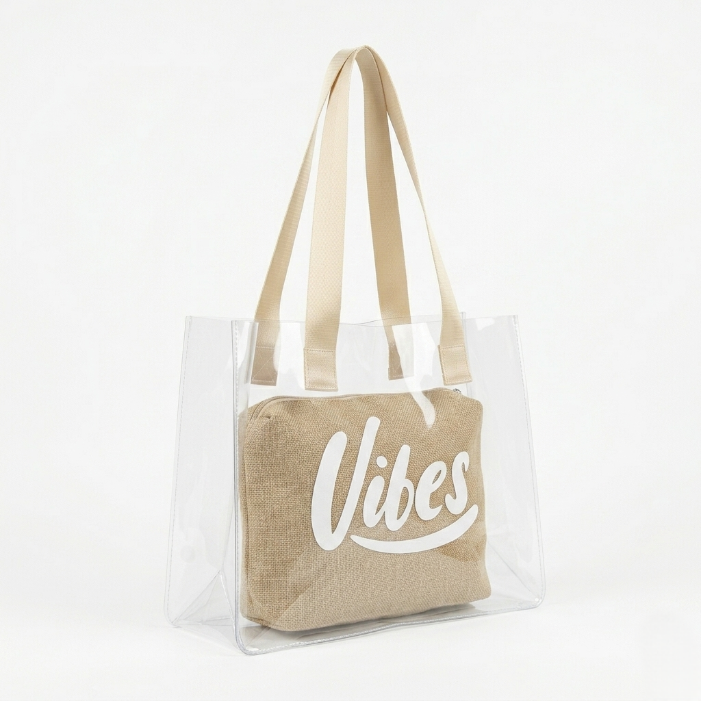 The Jute Vibe Clear Tote