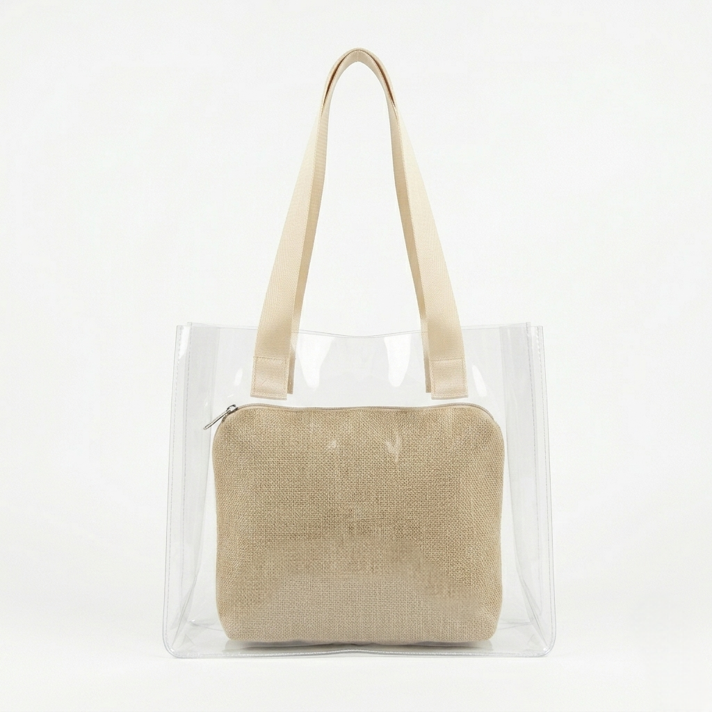 The Jute Vibe Clear Tote