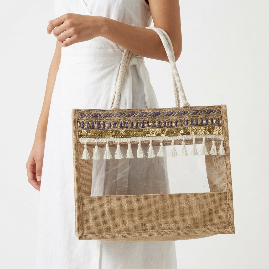 The Boho Sparkle Jute Tote