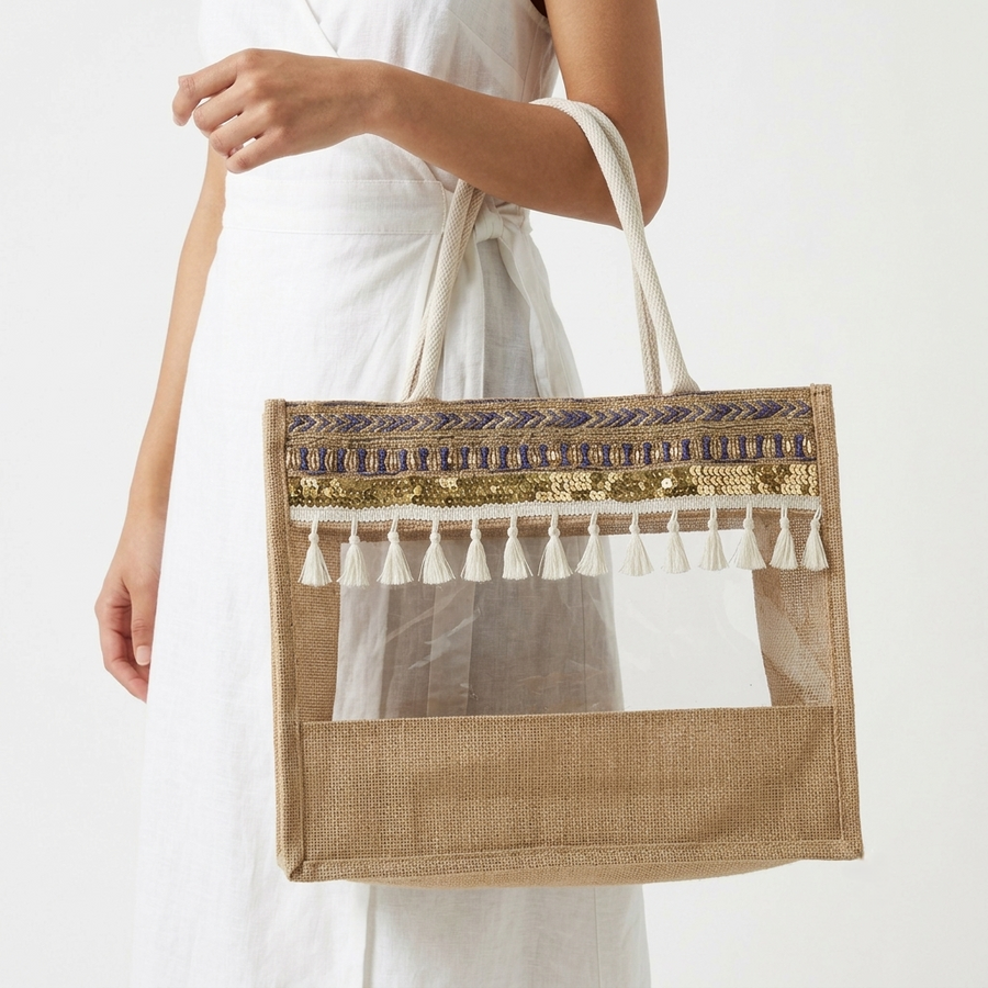 The Boho Sparkle Jute Tote