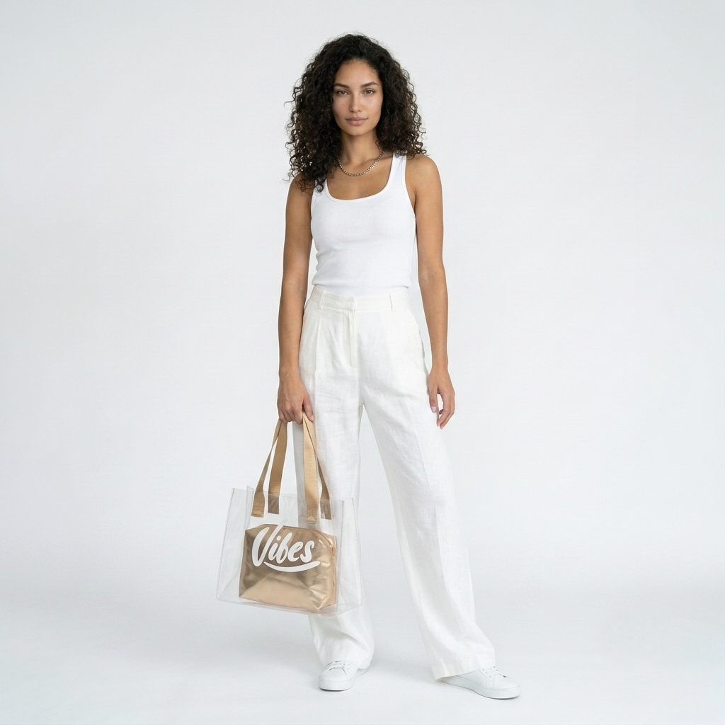 The Golden Vibe Clear Tote
