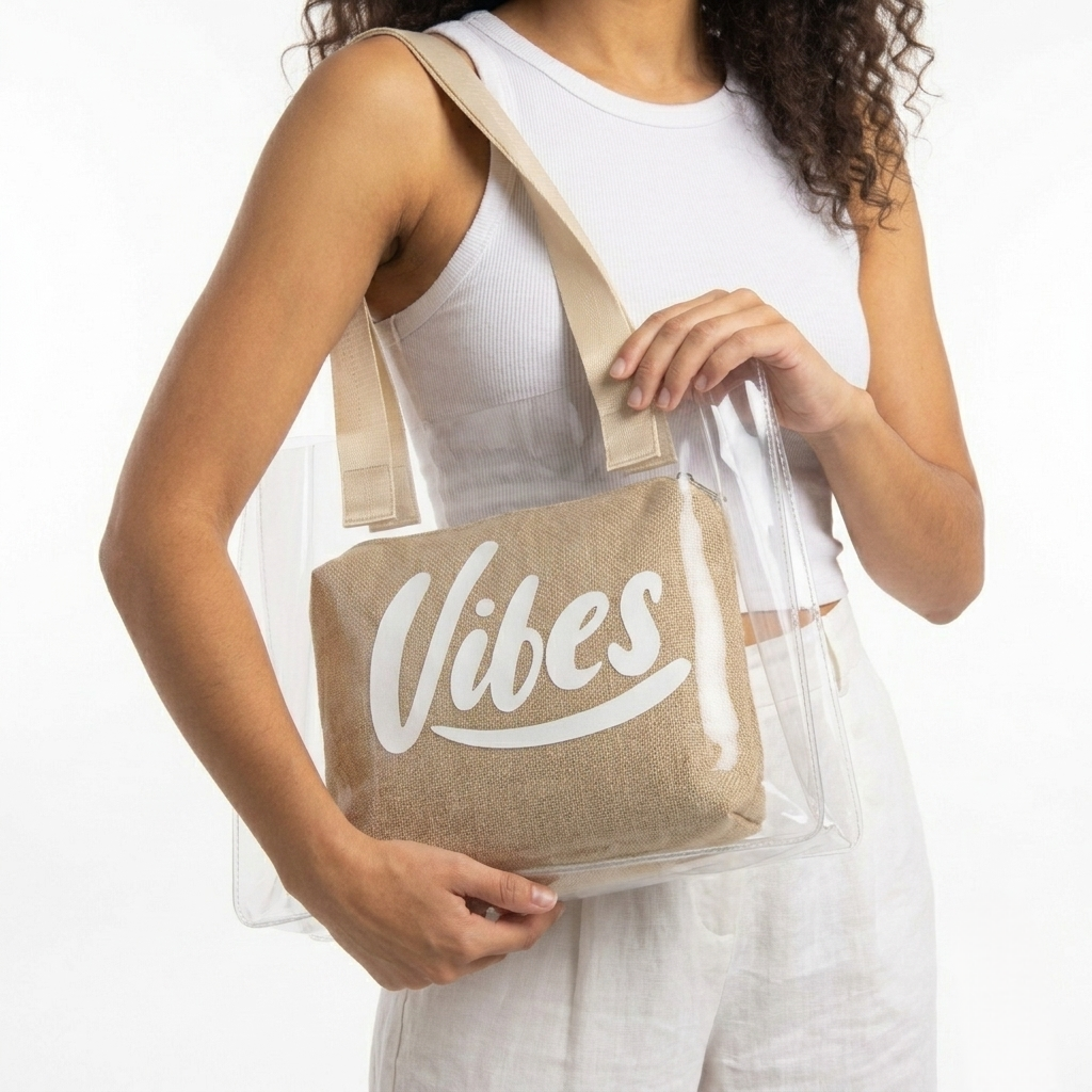 The Jute Vibe Clear Tote