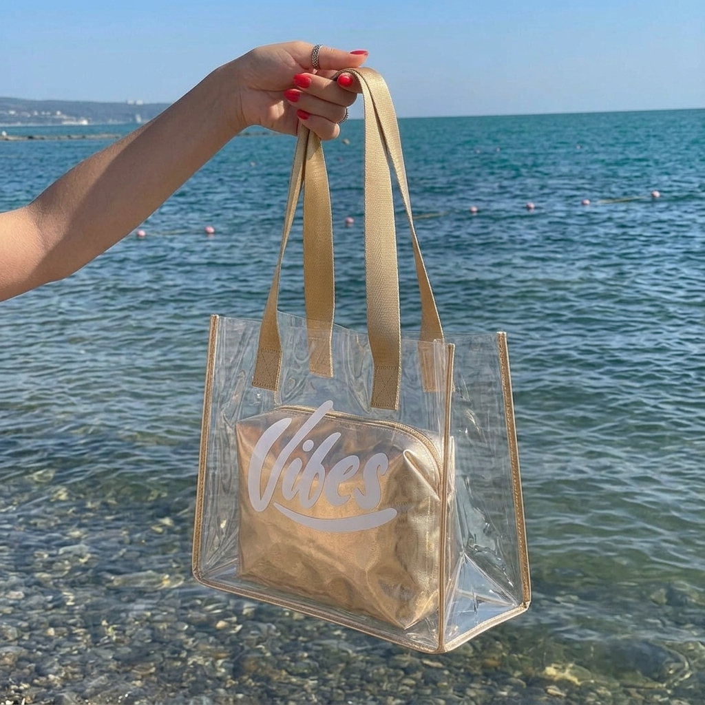 The Golden Vibe Clear Tote