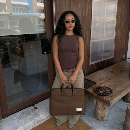 ORA Attache Laptop Bag-Cocoa - ORA