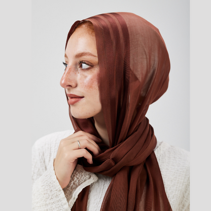 Cinnamon Drape satin Lined scarf