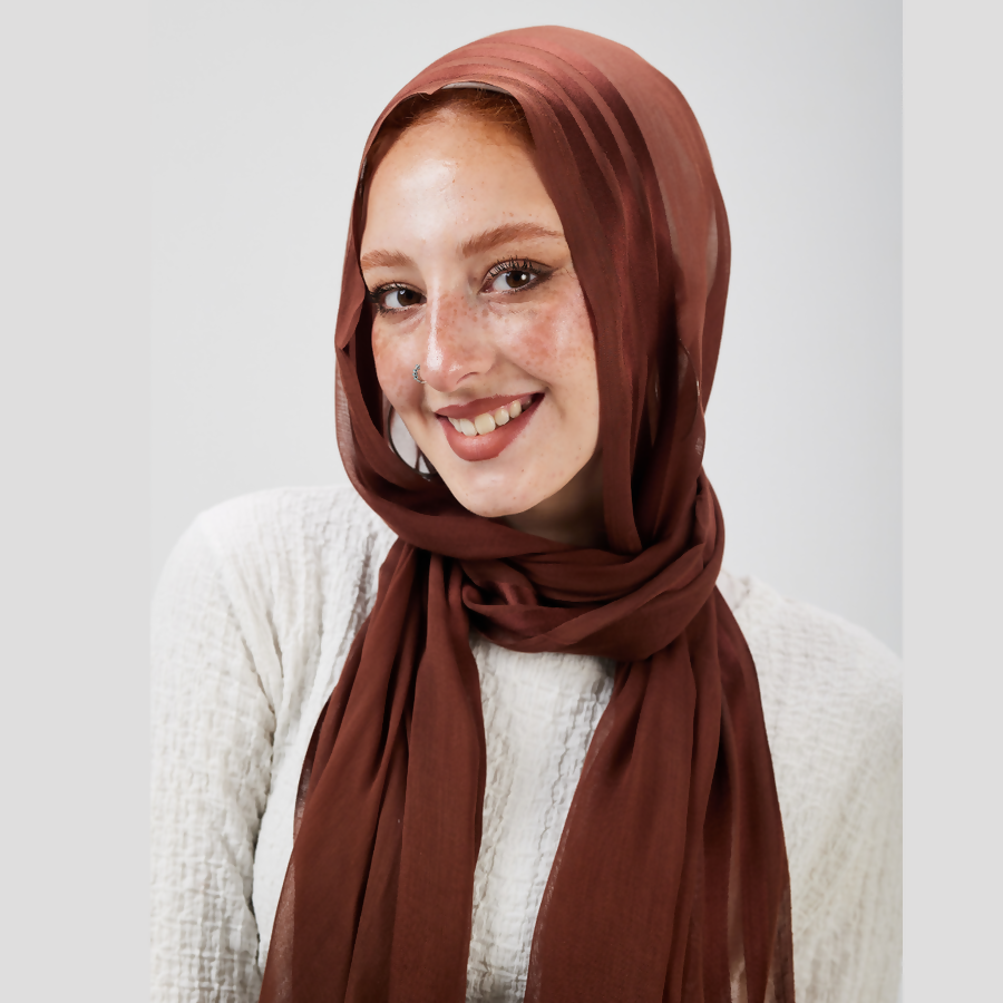 Cinnamon Drape satin Lined scarf