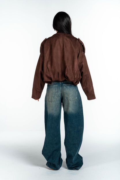 Effect Bomber Suede Jacket