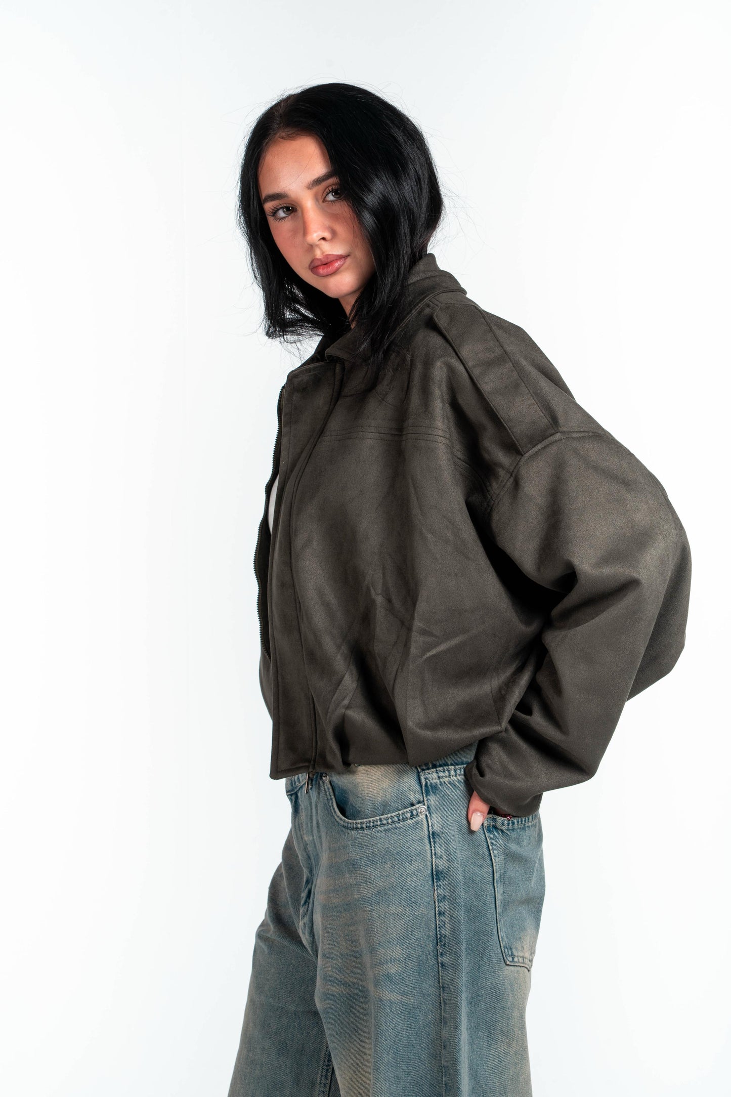 Effect Bomber Suede Jacket