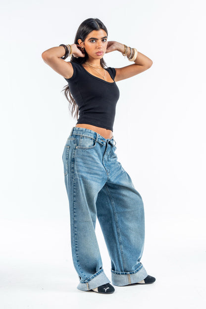 Folded Waist Denim