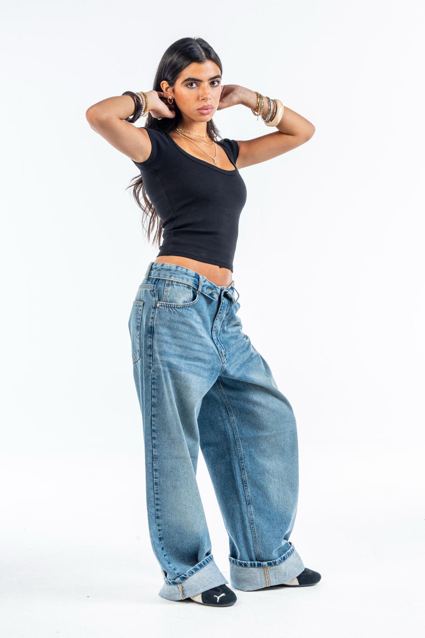 Folded Waist Denim