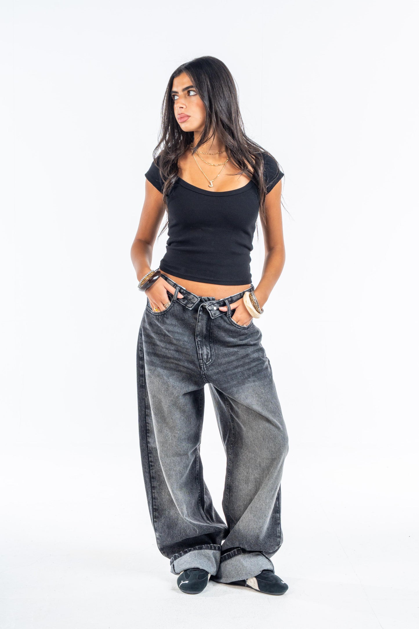 Folded Waist Denim