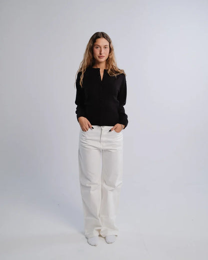 Fitted Cardigan in Black — studio photograph