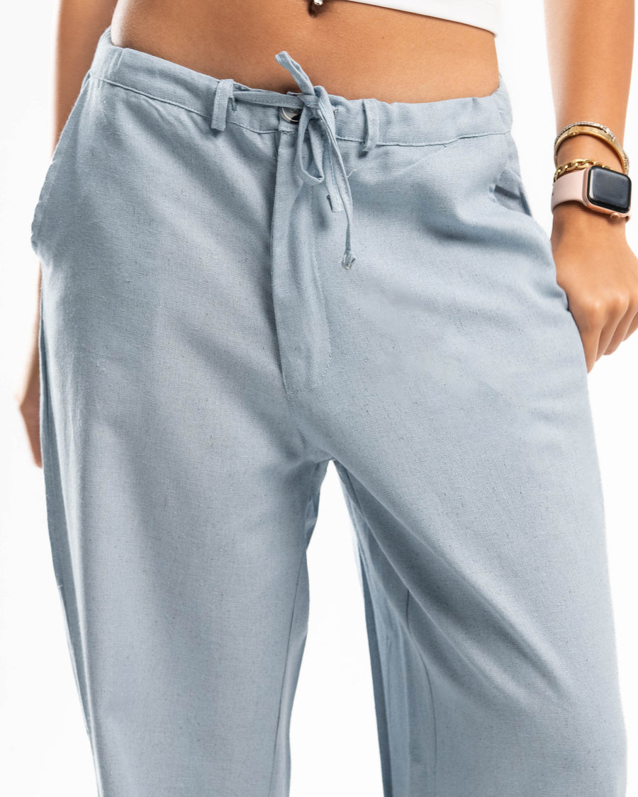 Baby Blue Pure Linen Pants