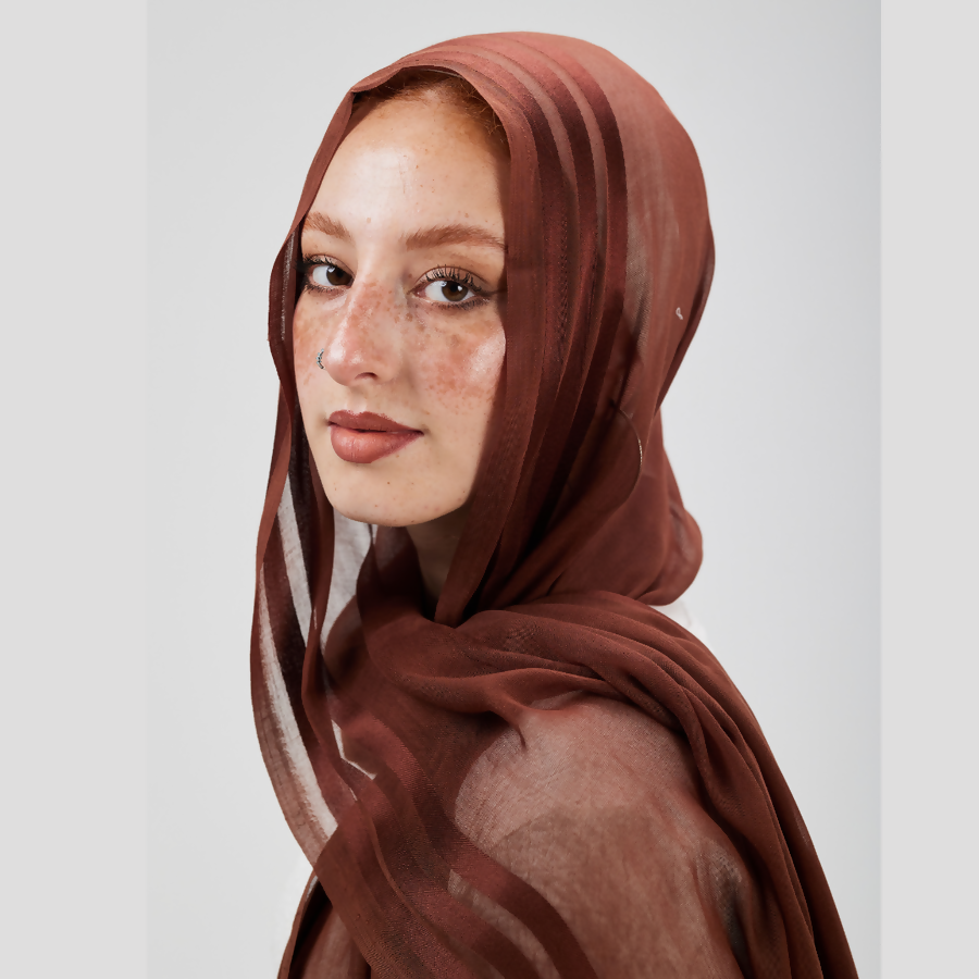 Cinnamon Drape satin Lined scarf