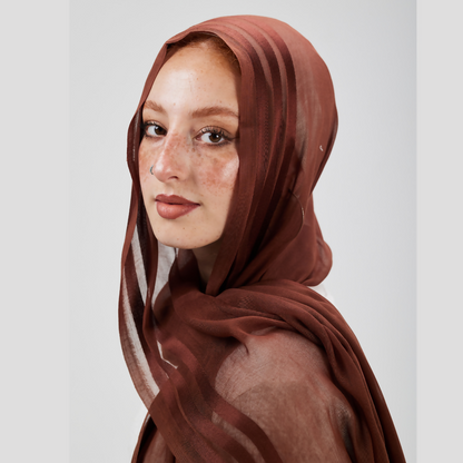 Cinnamon Drape satin Lined scarf