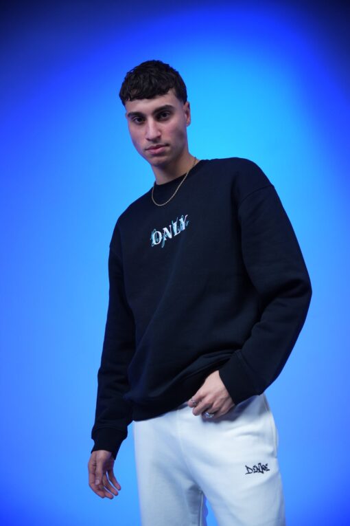 only embroidery oversized crewneck sweatshirt black - Image 5