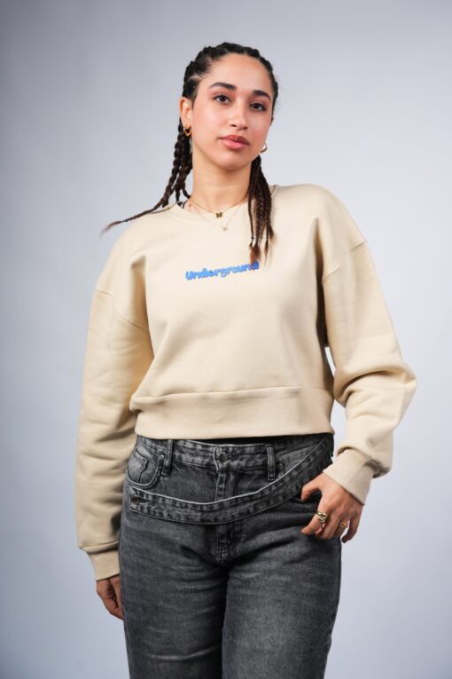 underground cropped crewneck printed beige - Image 5