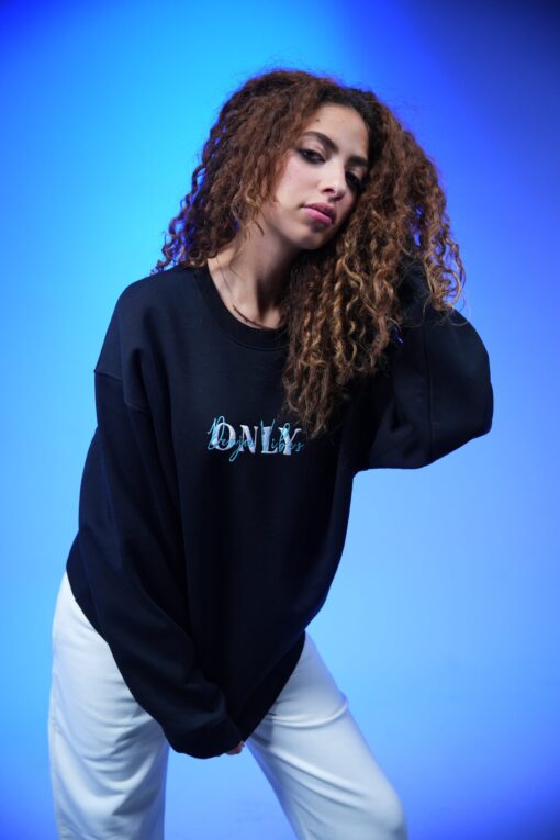 only embroidery oversized crewneck sweatshirt black - Image 10