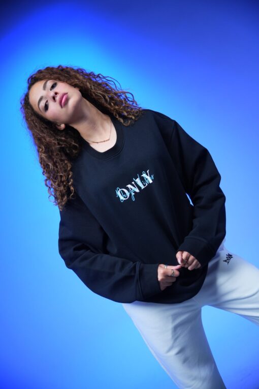 only embroidery oversized crewneck sweatshirt black - Image 8