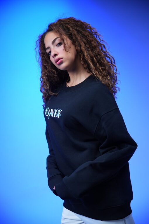 only embroidery oversized crewneck sweatshirt black - Image 11