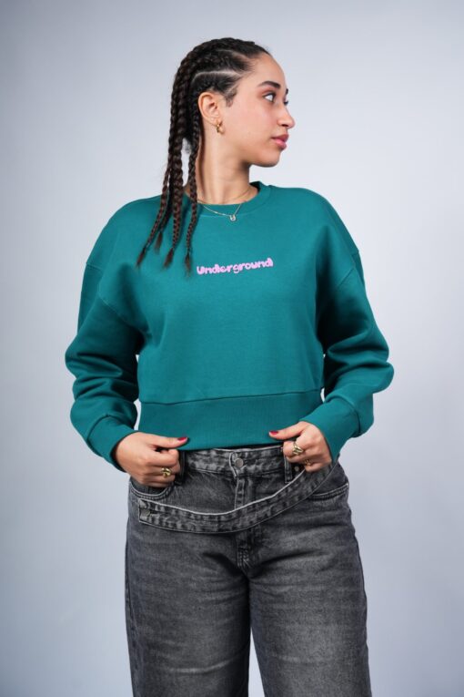 underground cropped crewneck printed teal green - Image 2