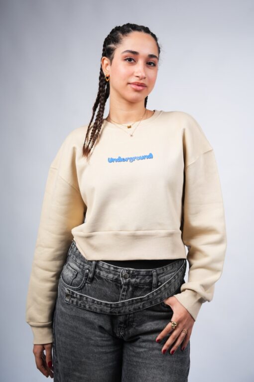 underground cropped crewneck printed beige