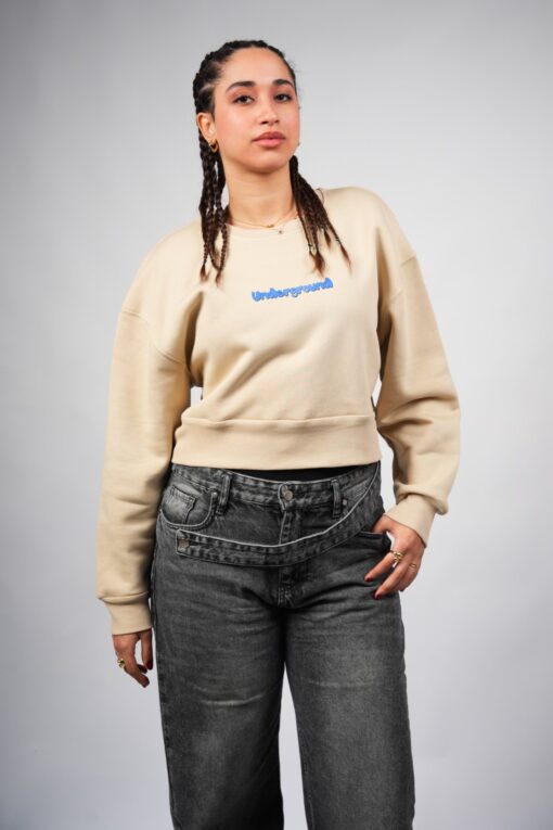 underground cropped crewneck printed beige - Image 2