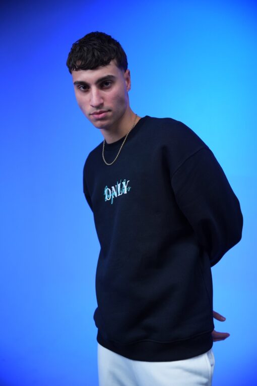 only embroidery oversized crewneck sweatshirt black - Image 3